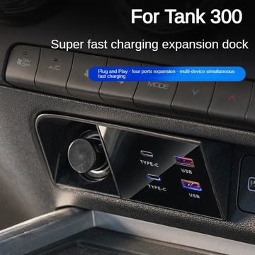 Cargador rápido para coche Tank 300 Tank300, concentrador de derivación USB de 90W, divisor tipo C con encendedor de cigarrillos a adaptador de carga USB tipo C